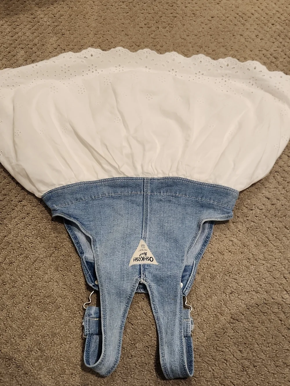 NEW* OshKosh B'gosh Baby Girl Denim Overall Dress Eyelet Skirt 5T